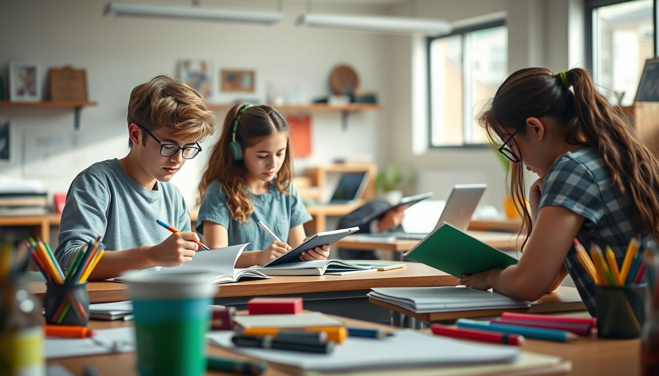 Structured study materials and learning resources on a desk