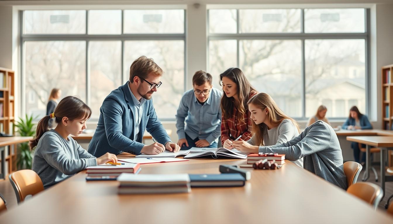 Student using learning strategies while studying
